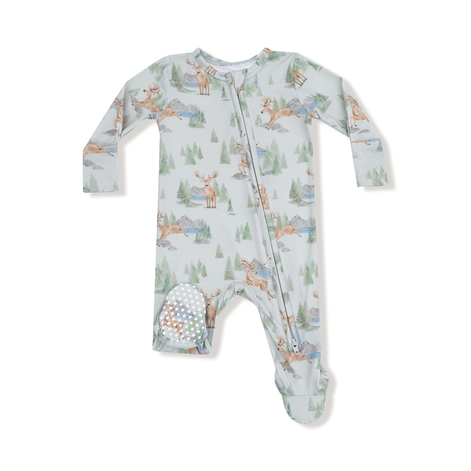 Angel Dear - 2 Way Zipper Footie - Solid Niagara Mist Rib