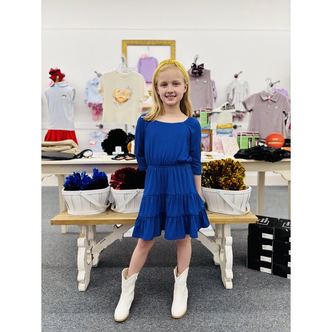 Sadie & Sage Mary 3/4 Tiered Dress - Blue