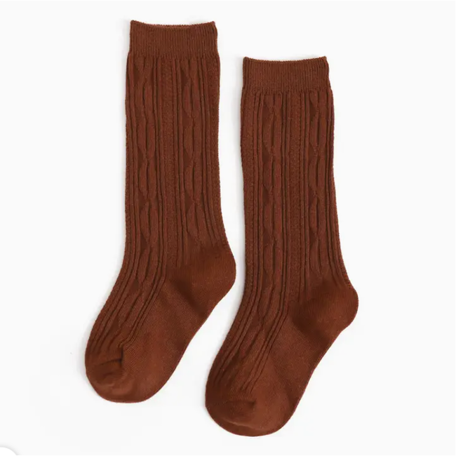 Little Stocking Co. Brownie Cable Knit Knee High Socks