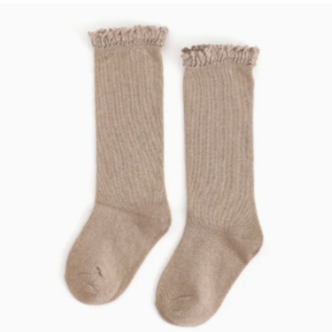 Little Stocking Co. Oat Lace Top Knee High Socks