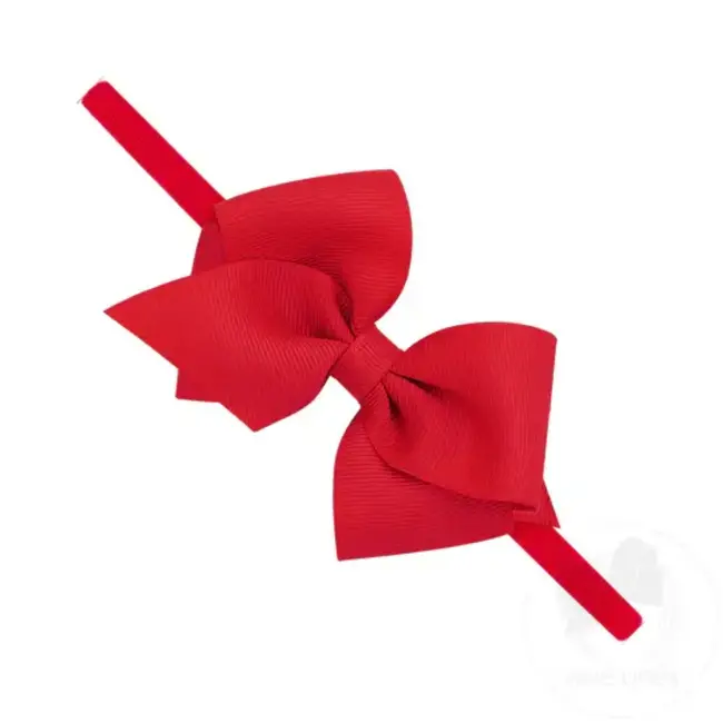 Wee Ones Extra Small Grosgrain Bow on Matching Skinny Nylon Band - Red