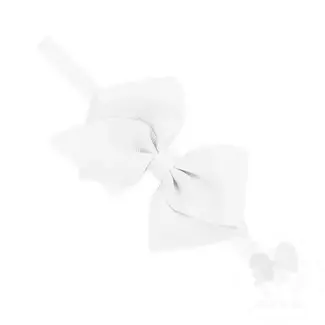 Wee Ones Extra Small Grosgrain Bow on Matching Skinny Nylon Band - White