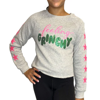 Paper Flower Sequins Feeling Grinchy Sweatshirt
