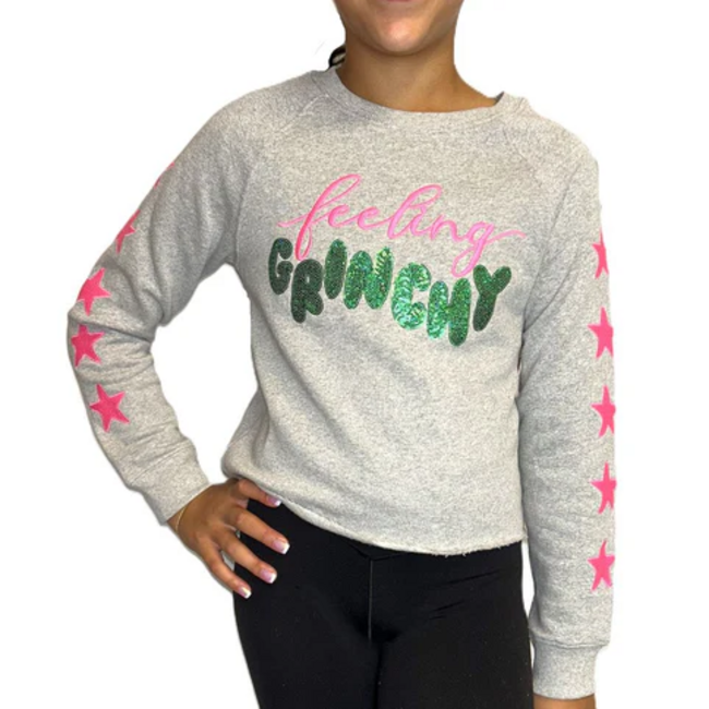 Paper Flower Sequins Feeling Grinchy Sweatshirt