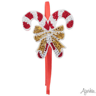Azarhia Candy Cane Bow Rhinestone Headband
