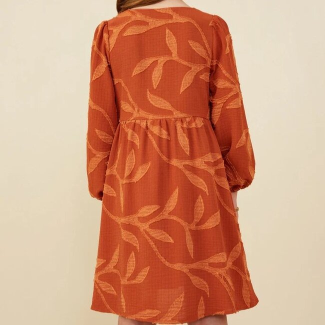 Hayden Girls Textured Tonal Botanical Print Button Up Dress