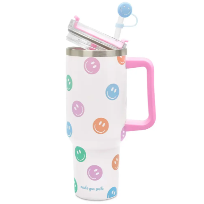 iScream Made You Smile Travel Cup w/ Straw + Straw Topper