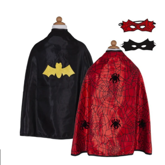 Great Pretenders Reversible Spider/Bat Cape & Mask, Size 3-4