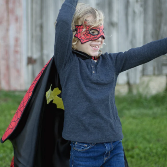 Great Pretenders Reversible Spider/Bat Cape & Mask, Size 3-4
