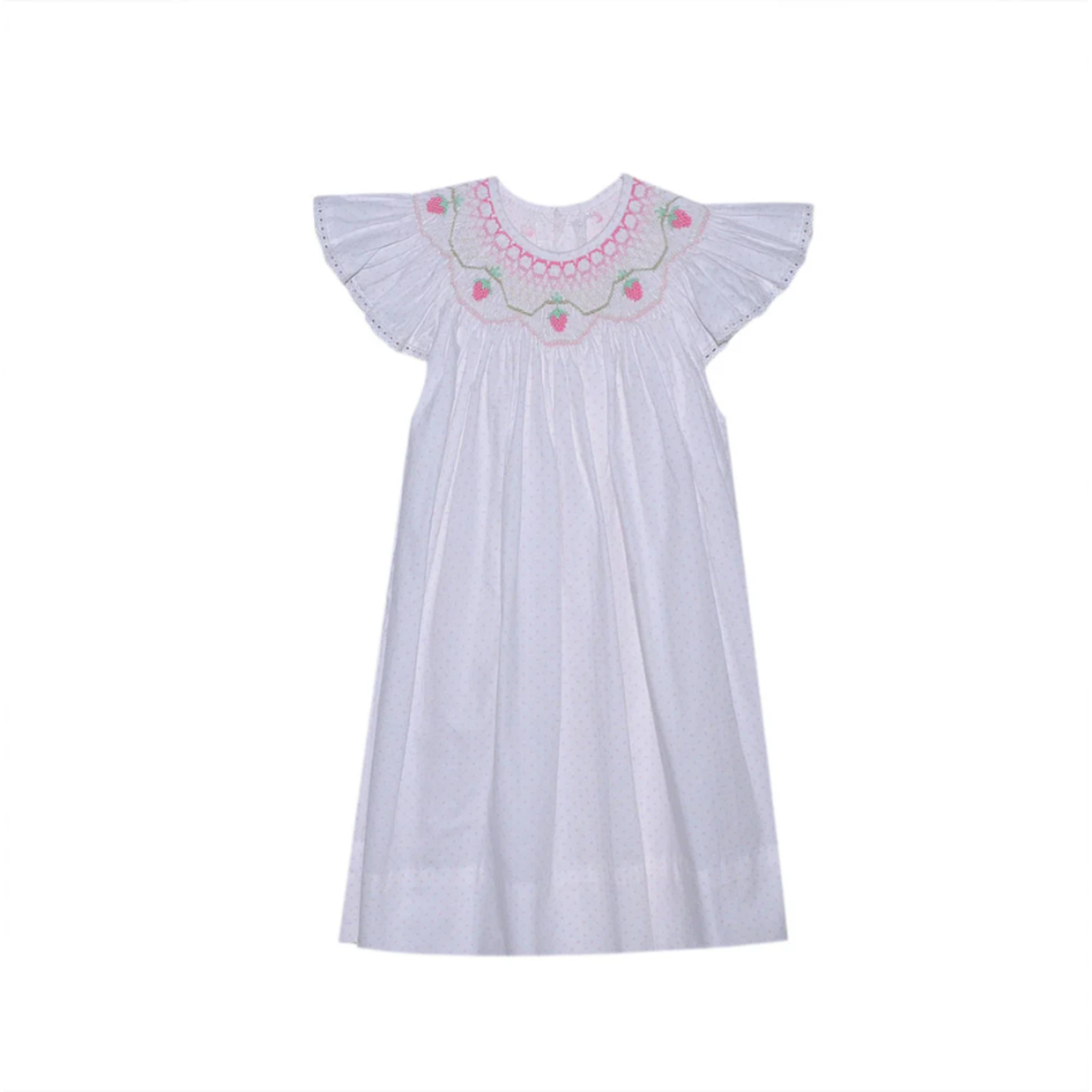 Remember Nguyen Pink Savannah Angel Bishop Dress - Strawberries