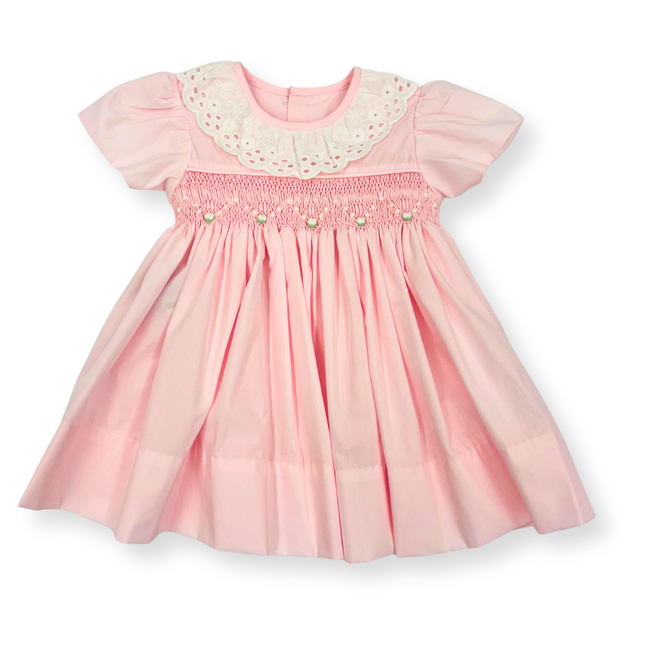 Remember Nguyen Pink Juliette Dress- Eyelet Lace Collar