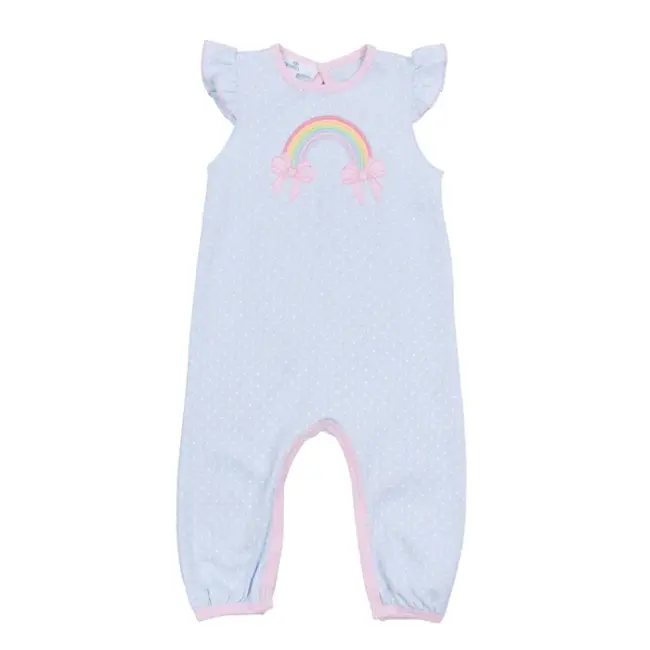 Magnolia Baby Rainbow Wishes Applique Pink Flutters Playsuit