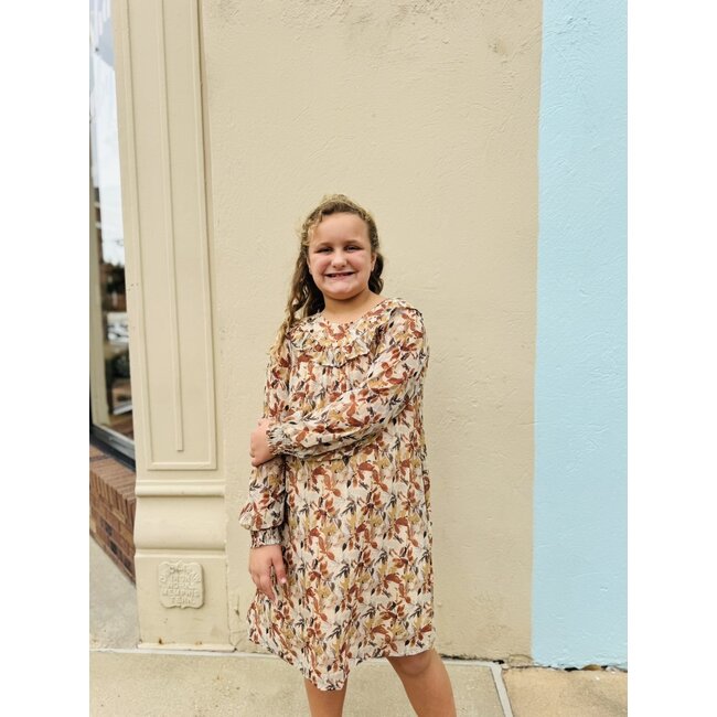 Hayden Girls Ruffle Detail Foliage Print Dress