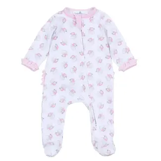 Magnolia Baby Santa Baby Print Ruffle Footie - Pink