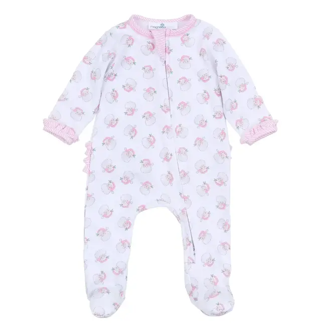 Magnolia Baby Santa Baby Print Ruffle Footie - Pink