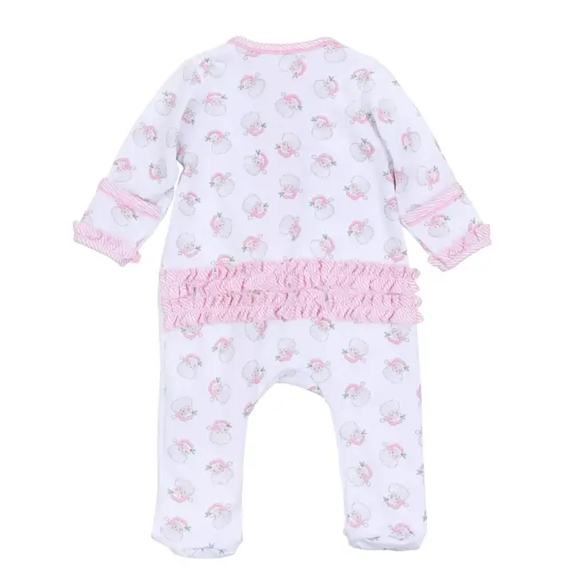 Magnolia Baby Santa Baby Print Ruffle Footie - Pink