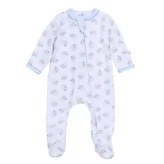 Magnolia Baby Santa Baby Print Footie - Light Blue