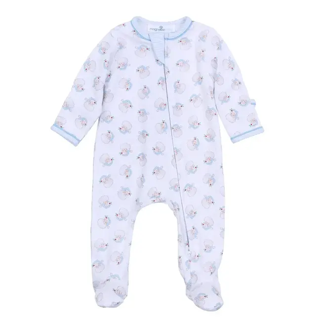 Magnolia Baby Santa Baby Print Footie - Light Blue