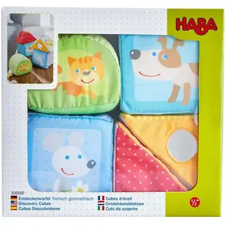 HABA USA Animal Discovery Cubes | Soft Sensory Stacking Blocks