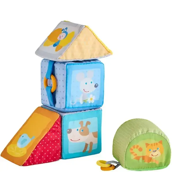 HABA USA Animal Discovery Cubes | Soft Sensory Stacking Blocks
