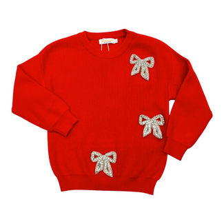 Tweenstyle by Stoopher Crew Neck Red Bow Sweater