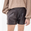 Good Girl Faux Leather Boxer Shorts - Brown