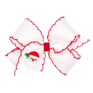 Wee Ones Medium Christmas Santa Embroidered Moonstitch Bow