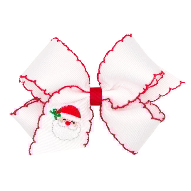 Wee Ones Medium Christmas Santa Embroidered Moonstitch Bow
