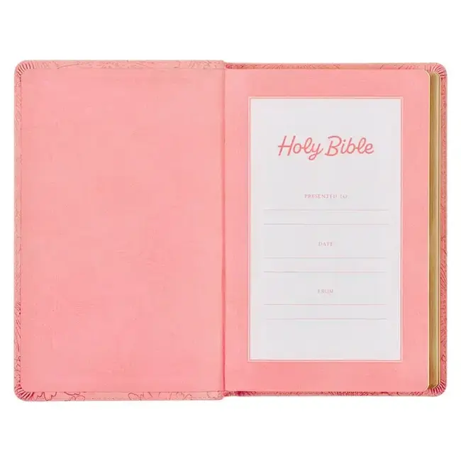 Christian Art Gifts KJV Bible Gift Edition Faux Leather, Light Pink