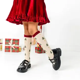 Little Stocking Co. Tree Farm Scalloped Knee Socks