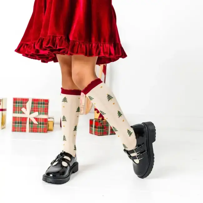 Little Stocking Co. Tree Farm Scalloped Knee Socks