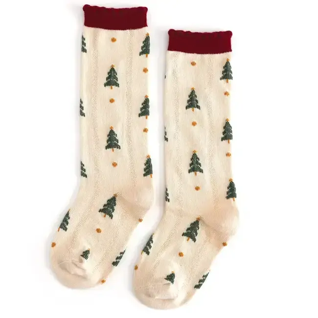 Little Stocking Co. Tree Farm Scalloped Knee Socks
