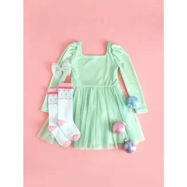 Little Stocking Co. Tree Farm Scalloped Knee Socks