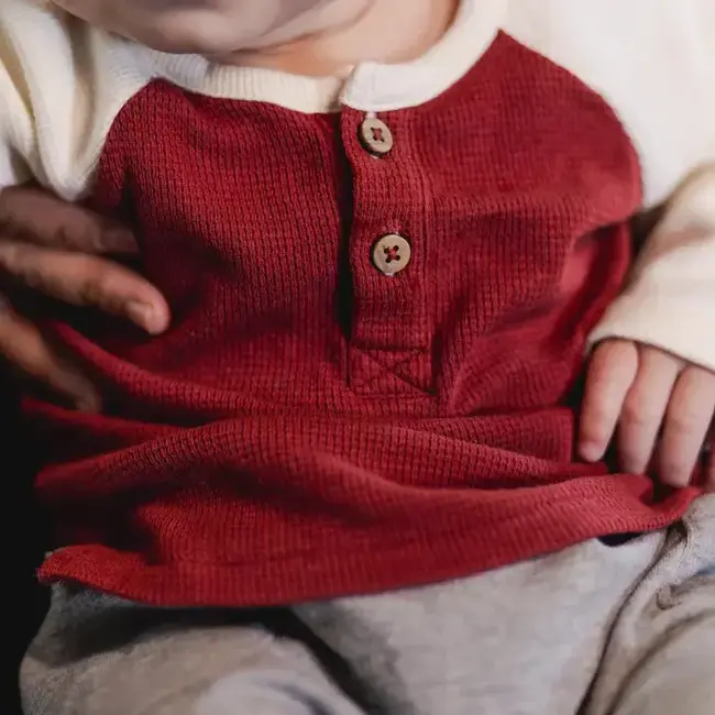 Burt's Bees Baby Thermal Organic Boy Tee & Pants Set - Brick Red