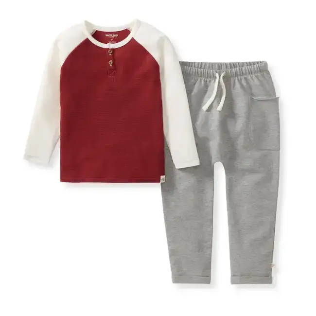 Burt's Bees Baby Thermal Organic Boy Tee & Pants Set - Brick Red