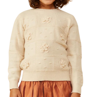 Hayden Girls Hand Knit Floral Patch Sweater