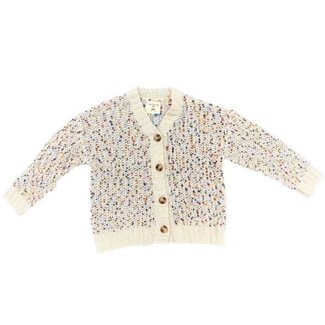 Hayden Girls Ivory/Multi Dot Sweater Cardigan