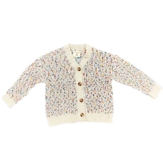 Hayden Girls Ivory/Multi Dot Sweater Cardigan