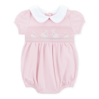 Magnolia Baby Bunny Love Classics Pink Smocked Collared S/S Girl Bubble