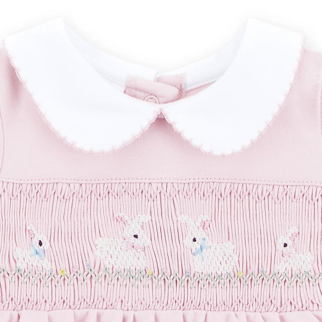Magnolia Baby Bunny Love Classics Pink Smocked Collared S/S Girl Bubble