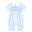 Magnolia Baby Bunny Love Classics Light Blue Smocked Collared Short Playsuit