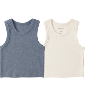 Rylee + Cru RIBBED TANK SET || NATURAL, HEATHERED MARINE