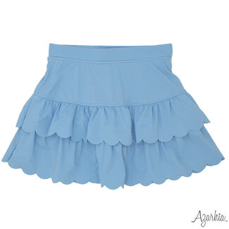 Azarhia Scalloped Skort in Solid Light Blue