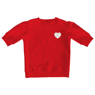 Azarhia Red Long Sleeve Sequin Heart Top