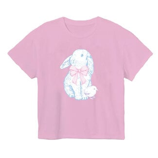 Azarhia Easter Bunny Bow Pink Boxy Tee