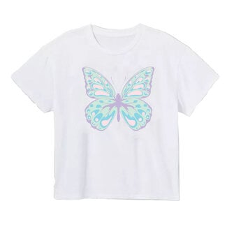 Azarhia Pretty Butterfly Pink Glitter Boxy Tee