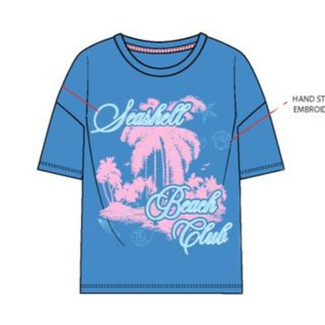 Paper Flower Seashell Beach Club Embroidered Graphic Tee