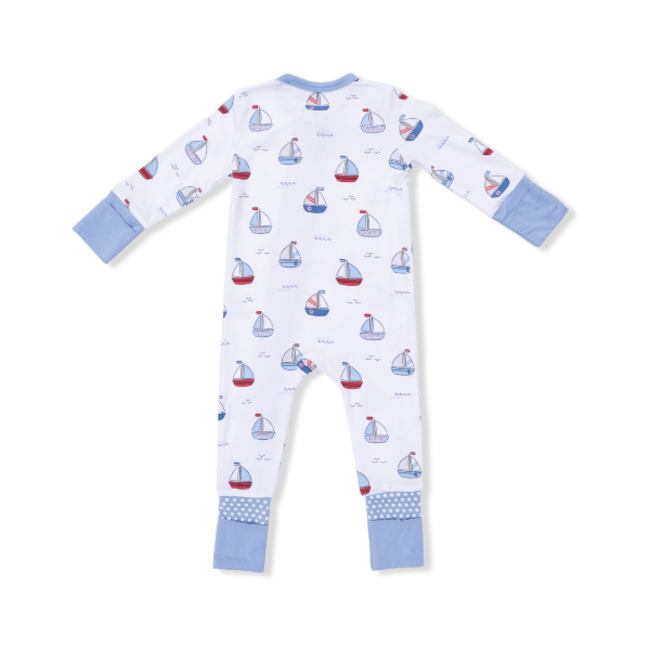 Angel Dear Bubble Sailboards | Blue | Convertible Romper