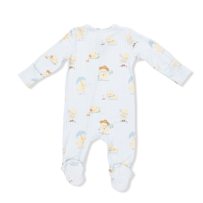 Angel Dear Vintage Spring Ducklings Green | 2-Way Zipper Footie
