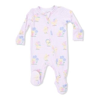 Angel Dear Vintage Spring Ducklings Pink | 2-Way Zipper Footie